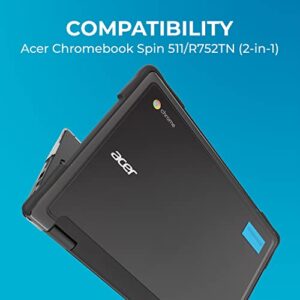 Gumdrop SlimTech Case Fits Acer Chromebook Spin 511/R752TN (2-in-1). Designed for K-12 Students, Teachers and Classrooms– Drop Tested, Rugged, Shockproof Bumpers for Reliable Device Protection – Black