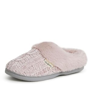 dearfoams womens claire marled chenille knit clog slipper, pale mauve, large us