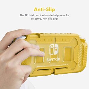 Switch Lite Protective Case, KIWIHOME TPU Shockproof Anti-Slip Switch Lite Cover Hard Case with Nintendo Switch Thumb Grips (Yellow)