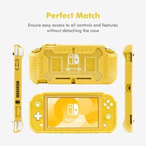 Switch Lite Protective Case, KIWIHOME TPU Shockproof Anti-Slip Switch Lite Cover Hard Case with Nintendo Switch Thumb Grips (Yellow)