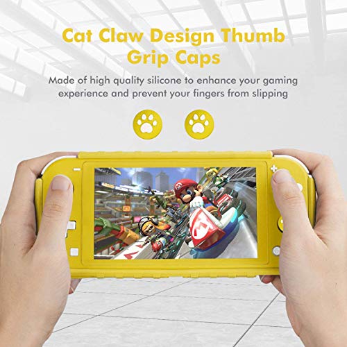 Switch Lite Protective Case, KIWIHOME TPU Shockproof Anti-Slip Switch Lite Cover Hard Case with Nintendo Switch Thumb Grips (Yellow)