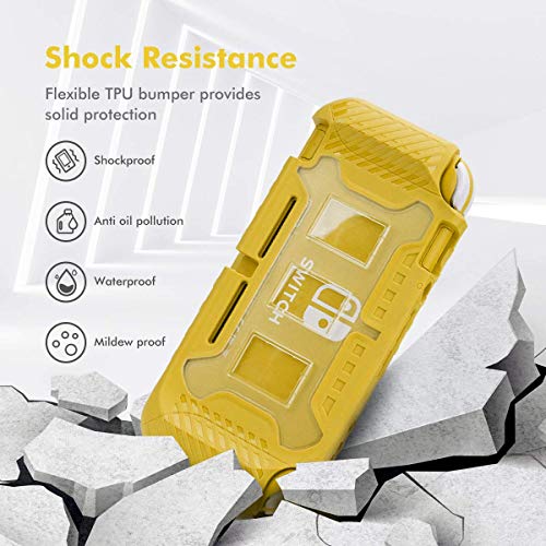 Switch Lite Protective Case, KIWIHOME TPU Shockproof Anti-Slip Switch Lite Cover Hard Case with Nintendo Switch Thumb Grips (Yellow)