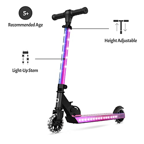 Jetson Scooters - Jupiter Kick Scooter (Iridescent) - Collapsible Portable Kids Push Scooter - Lightweight Folding Design with High Visibility RGB Light Up LEDs on Stem, Wheels, and Deck