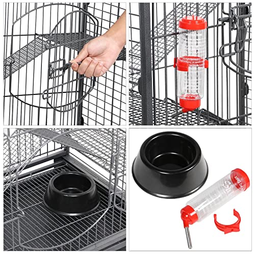 Yaheetech 37-inch Metal Ferret Chinchilla Rabbit Guinea Pig Cage Small Animals House 4 Levels Indoor Outdoor Black