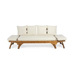 Christopher Knight Home Patrick Outdoor Acacia Wood Expandable Daybed with Water Resistant Cushions, Teak