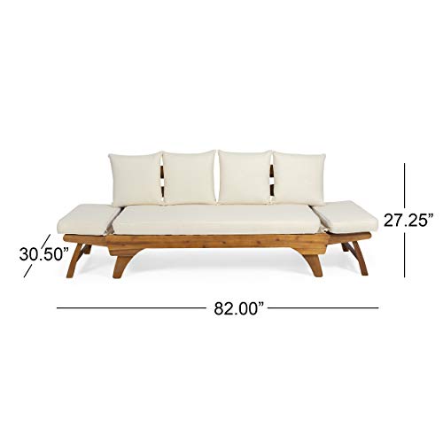 Christopher Knight Home Patrick Outdoor Acacia Wood Expandable Daybed with Water Resistant Cushions, Teak