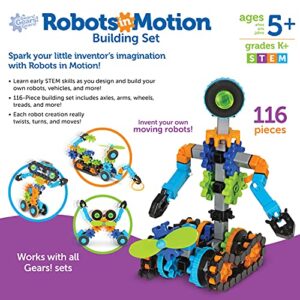 Learning Resources Gears! Gears! Gears! Robots in Motion Building Set - 116 Pieces, Ages 5+, Robot Toy, STEM Toys for Kids, Robots for Kids