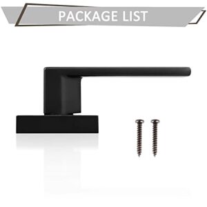 Probrico [Pack of 2 Door Lever Dummy Lever Door Handle for Closets French Doors,Square Dummy Door Lever,Non-Turning Single Side Pull with Black Finish,Easy Installation Pull Only Lever Set