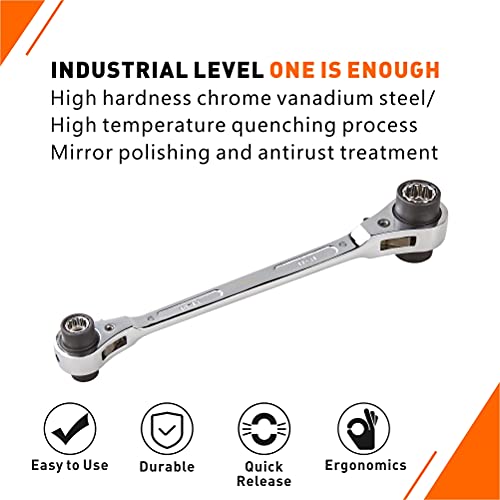 AKM 8 In 1 Ratcheting Wrench, Double Box End Ratchet Wrench, 12 Point Ratchet | SAE | CR-V | Including 5/16" 3/8" 7/16" 1/2" 9/16" 5/8" 11/16" 3/4"