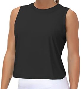 ice silk workout tops for women quick dry muscle gym running shirts sleeveless flowy yoga tank tops (black, small)