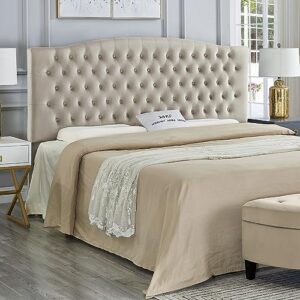 24kf velvet upholstered tufted button king headboard and comfortable fashional padded king/california king size headboard-taupe