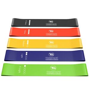 techstone resistance bands set for men and women, pack of 5 different resistance levels elastic band for home gym long exercise workout – great fitness equipment for training, yoga – free carrying bag