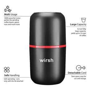 Wirsh Coffee Grinder-Electric Coffee Grinder with Stainless Steel Blades, Coffee and Spice Grinder with Powerful Motor and 4.2oz. Large Capacity for Coffee Beans,Herbs,Spices, Peanuts,Grains and More