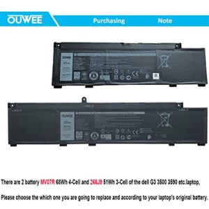 OUWEE MV07R Laptop Battery Compatible with Dell G3 15 3500 3590 G5 5500 5505 SE Series Notebook 0JJRRD 266J9 15.2V 68Wh 4250mAh