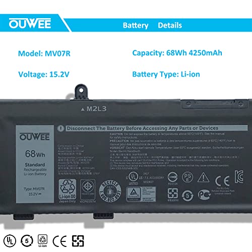 OUWEE MV07R Laptop Battery Compatible with Dell G3 15 3500 3590 G5 5500 5505 SE Series Notebook 0JJRRD 266J9 15.2V 68Wh 4250mAh