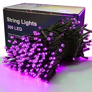 300 led halloween lights, 98.5ft halloween string lights with 8 lighting modes, waterproof & connectable mini lights, plug in for indoor outdoor holiday christmas party bedroom decorations (purple)