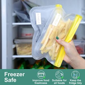 21 Pack Reusable Storage Bags BPA Free, Leak-proof Freezer Bags (7 Reusable Gallon Bags + 7 Reusable Sandwich Bags + 7 Reusable Snack Bags) Lunch Bags Washable Eco-Friendly for food