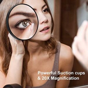 OMIRO 20X Magnifying Mirror and Eyebrow Tweezers Kit, 3.5" Two Suction Cups Magnifier Travel Set