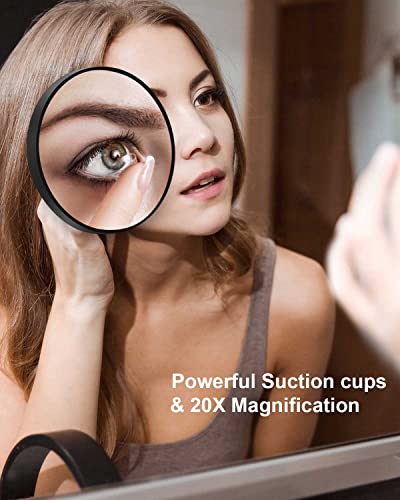 OMIRO 20X Magnifying Mirror and Eyebrow Tweezers Kit, 3.5" Two Suction Cups Magnifier Travel Set