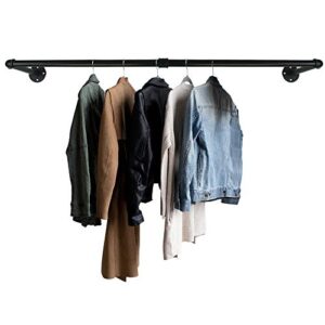 geilspace industrial pipe clothes hanging bar, wall-mounted clothes rack, garment rack, space-saving, holds up to 50lb, easy assembly, black (48 inch)
