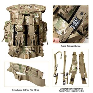 MT Military Rucksack Alice Pack Army Tactical Backpack with Frame and Butt Pack