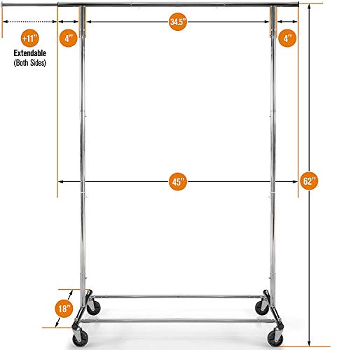 HOME IT Clothes Rack Heavy Duty Commercial Grade Chrome Clothes Rail for Clothing, Garment Rack Adjustable Clothing Rack, Clothing Rail 200 LBS Capacity