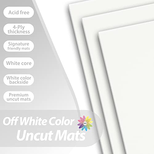 Mat Board Center, 11x14 Off White Color Uncut Photo Mat Boards - 1/16" Thickness - for Frames, Prints, Photos and More (10 Pack)