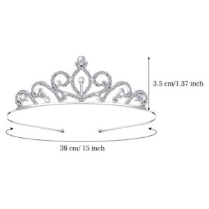 WILLBOND 3 Pieces Girls Crystal Tiara Heart Rhinestone Tiara Crown Princess Crystal Headband for Wedding Prom Birthday Party