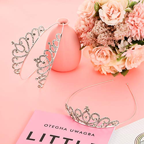 WILLBOND 3 Pieces Girls Crystal Tiara Heart Rhinestone Tiara Crown Princess Crystal Headband for Wedding Prom Birthday Party