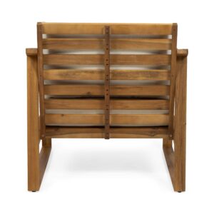 Christopher Knight Home Adolph Outdoor Acacia Wood Club Chairs with Water Resistant Cushions, Teak and Beige