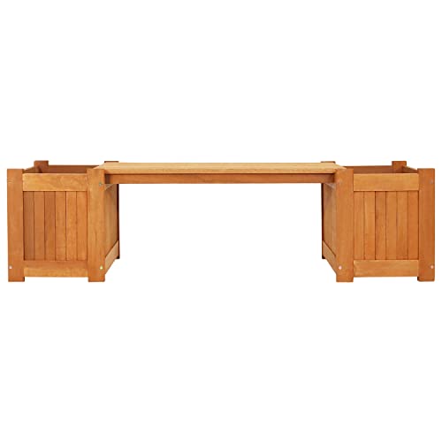 Sunnydaze 68-Inch Meranti Wood Outdoor Planter Box Bench with Teak Oil Finish