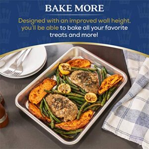 Professional Quarter Sheet Baking Pans - Aluminum Cookie Sheet Set of 2 - Rimmed Baking Sheets for Baking and Roasting - Durable, Oven-safe, Non-toxic, Easy to Clean, Commercial Quality - 9x13-inch