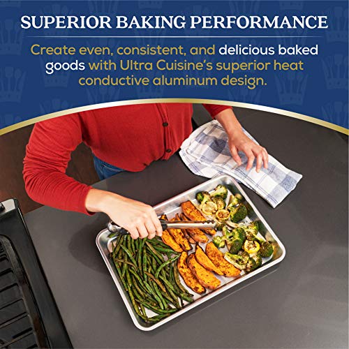 Professional Quarter Sheet Baking Pans - Aluminum Cookie Sheet Set of 2 - Rimmed Baking Sheets for Baking and Roasting - Durable, Oven-safe, Non-toxic, Easy to Clean, Commercial Quality - 9x13-inch