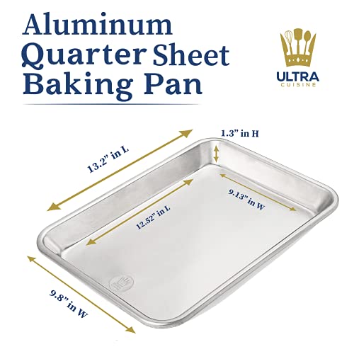 Professional Quarter Sheet Baking Pans - Aluminum Cookie Sheet Set of 2 - Rimmed Baking Sheets for Baking and Roasting - Durable, Oven-safe, Non-toxic, Easy to Clean, Commercial Quality - 9x13-inch