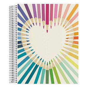 erin condren 8.5" x 11" spiral bound productivity notebook - rainbow heart. 160 lined page & to do list organizer notebook. 80lb thick mohawk paper. stickers included