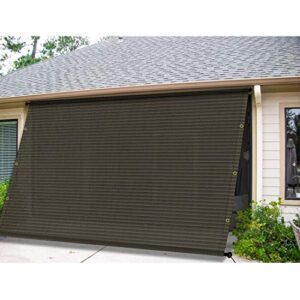 Patio Outdoor Shade Universal Replacement Pergola Canopy Cover 7'x16' Hollow Out Brown with Grommets 2 Sides Weighted Rods Included Shade Screen Panel for Deck Porch