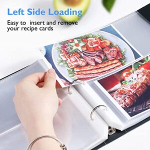 MaxGear Recipe Card Protectors (60 Pack, 4x6 inch Pockets) Recipe Card Holder for 8.5 x 9.5 3 Ring Binder, 2 Pockets Per Page, Recipe Binder Photo Refill Pages, Perfect for Recipe and Photo Sleeves