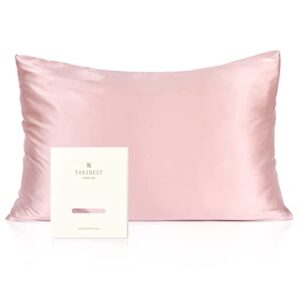 yanibest silk pillowcase for hair and skin - 600 thread count 100% mulberry silk bed pillowcase with hidden zipper, queen size pillow case blush pink