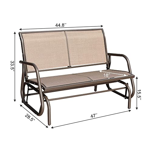 GOLDSUN Swing Glider Chair Patio Swing Bench for 2 Person, Outdoor & Indoor Lawn Steel Rocking Garden Loveseat with Cupholder for Outside,Patio, Backyard, Poolside(Coffee)