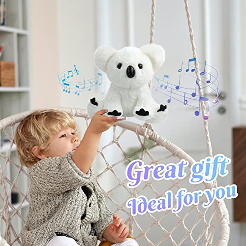 Glow Guards Musical Light up White Koala Stuffed Animal LED Singing Wildlife Soft Plush Toy with Night Lights Lullabies Birthday Idea Gift for Toddlers Kids, 10''