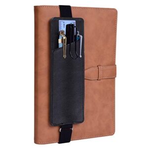 Wisdompro Adjustable Elastic Band Pen Holder, 2 Packs PU Leather Pencil Holder, Pen Sleeve Pouch, Fits for 8" to 11.5" Hardcover Journals, Notebooks, Planners, iPad - Black