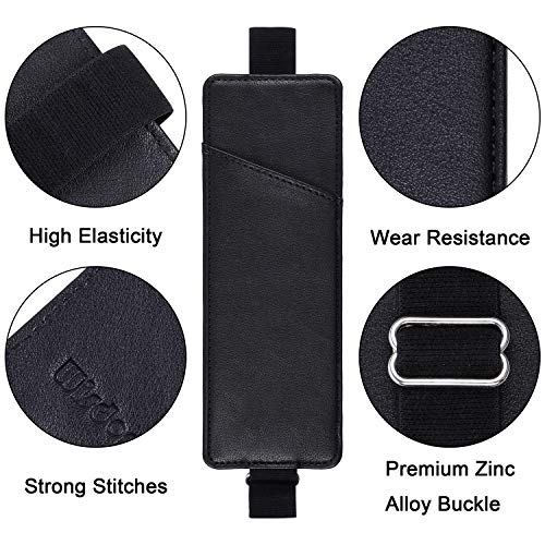 Wisdompro Adjustable Elastic Band Pen Holder, 2 Packs PU Leather Pencil Holder, Pen Sleeve Pouch, Fits for 8" to 11.5" Hardcover Journals, Notebooks, Planners, iPad - Black