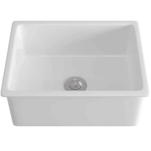24 undermount kitchen sink - enbol 24x18 inch undermount white porcelain kitchen sink single bowl with strainer pu2318