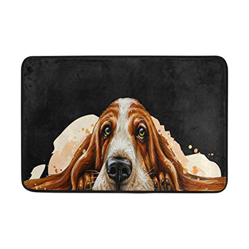 ALAZA Dog Breed Basset Hound Doormat Non Slip Floor Mat Indoor Outdoor Entrance Bedroom Dorm Door Mat Home Decor 23.6x15.7 Inches