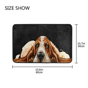 ALAZA Dog Breed Basset Hound Doormat Non Slip Floor Mat Indoor Outdoor Entrance Bedroom Dorm Door Mat Home Decor 23.6x15.7 Inches