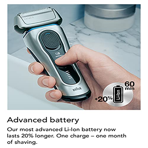 Braun Series 8 8330s Next Generation, Electric Shaver for Men, Rechargeable and Cordless Razor, Silver, Fabric Travel Case, Wet and Dry, Foil Shaver