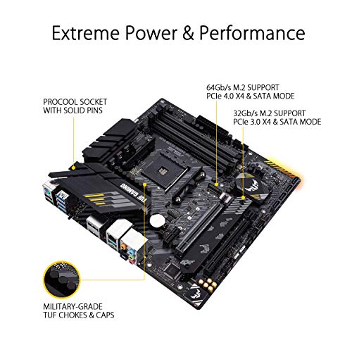 ASUS TUF Gaming B550M-PLUS AMD AM4 (3rd Gen Ryzen™) Micro ATX Gaming Motherboard (PCIe 4.0, 2.5Gb LAN, BIOS Flashback, HDMI 2.1, USB 3.2 Gen 2, Addressable Gen 2 RGB Header and Aura Sync)