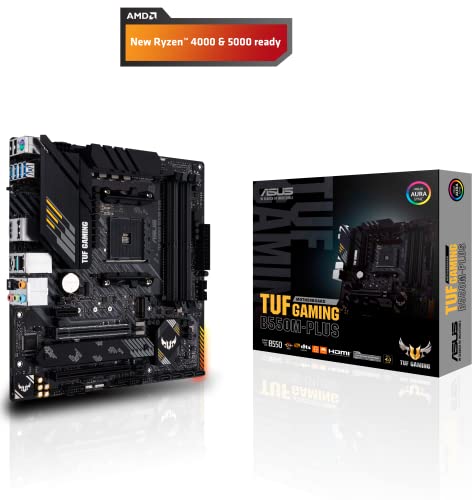 ASUS TUF Gaming B550M-PLUS AMD AM4 (3rd Gen Ryzen™) Micro ATX Gaming Motherboard (PCIe 4.0, 2.5Gb LAN, BIOS Flashback, HDMI 2.1, USB 3.2 Gen 2, Addressable Gen 2 RGB Header and Aura Sync)