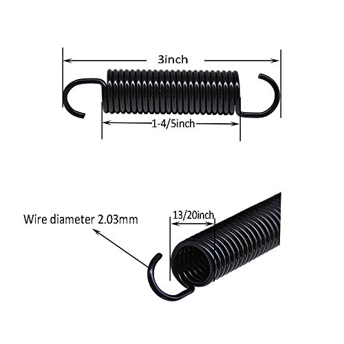 Yoogu 3inch (Pack of 6) Furniture Replacement Springs for Recliner Couch Sofa Bed Black [23 Turn]