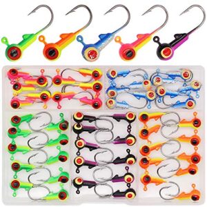 Round-Jig-Heads-for-Fishing-Painted-Jigheads-Walleye-Bass Crappie Fishing Jig Hooks 3/8 oz 1/4 oz 3/16 oz 1/8 oz 1/16 oz Assortment 25-50 Pack